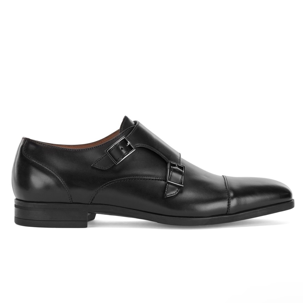 Hugo Boss NIB Black Double-Monk Shoes size 9.5